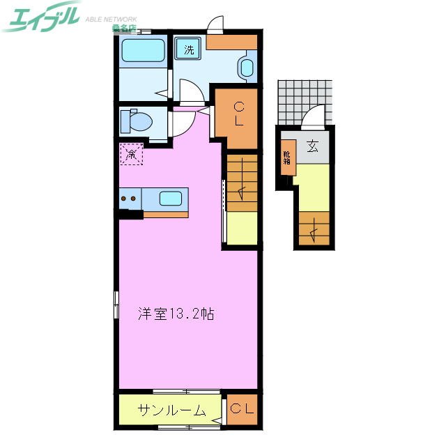 桑名市新西方のアパートの間取り