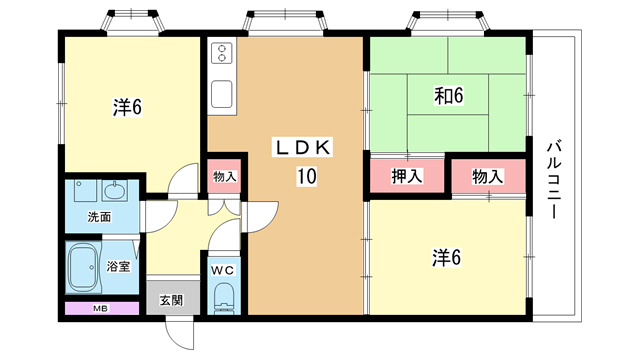 豊中市浜のマンションの間取り