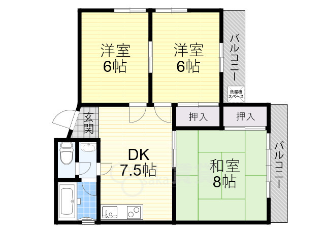 吹田市佐井寺のマンションの間取り