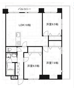 【横浜市青葉区新石川のマンションの間取り】