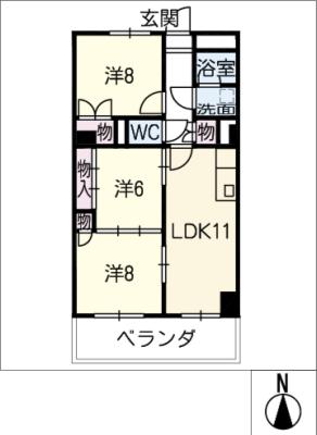 シティパレス浅間町　１０２号室の間取り