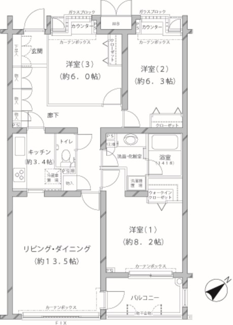 渋谷区鉢山町のマンションの間取り