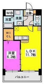 福岡県久留米市東町（マンション）の賃貸物件の間取り