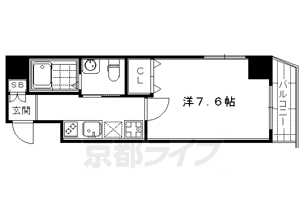 京都市下京区五坊大宮町のマンションの間取り