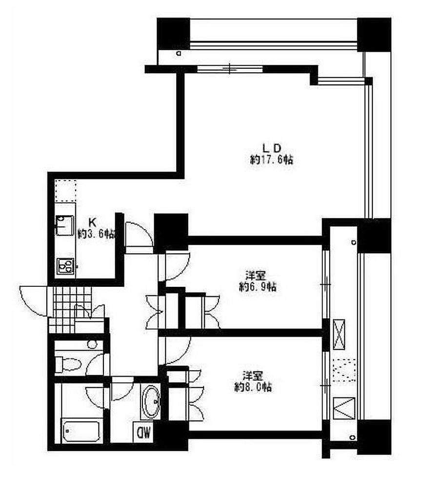 港区芝浦のマンションの間取り