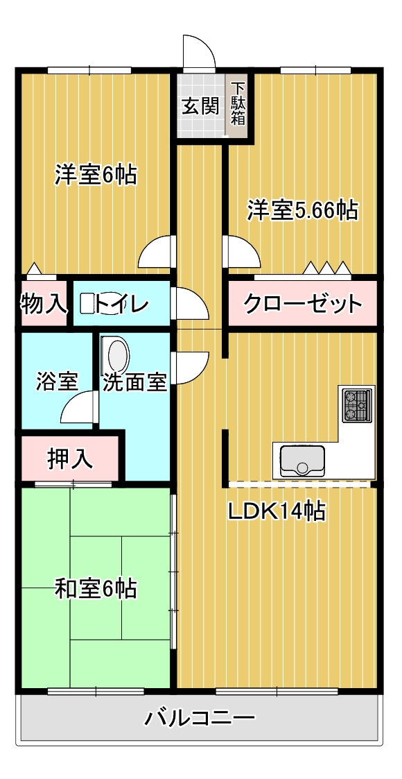 御殿場市萩原のマンションの間取り