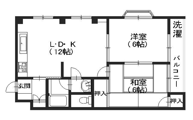 広島市安佐南区中筋のマンションの間取り