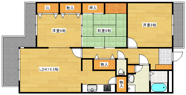 広島市西区高須のマンションの間取り