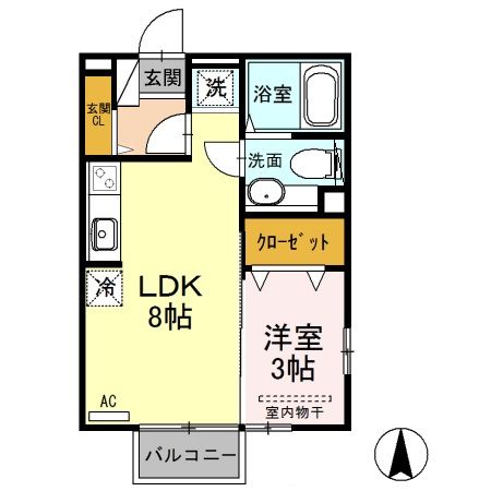 高崎市日高町のアパートの間取り