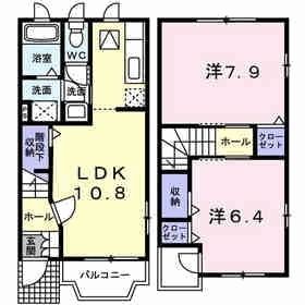 京田辺市大住平谷のアパートの間取り