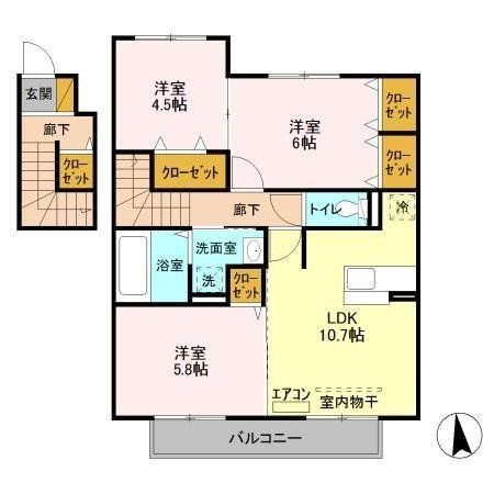 松戸市六実のアパートの間取り