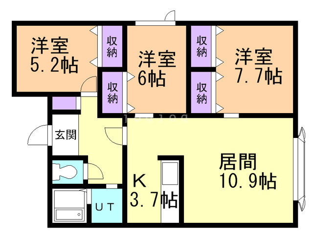 函館市美原のアパートの間取り