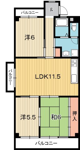 高知市高須新町のマンションの間取り