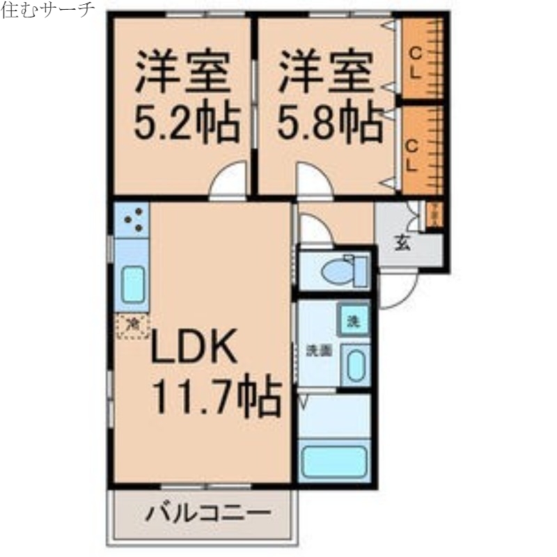 ビバリーＫ＆Ａ　Dの間取り