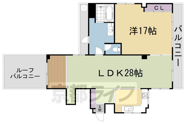 京都市左京区岡崎西天王町のマンションの間取り