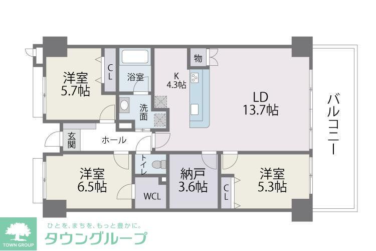 福岡市東区香椎照葉のマンションの間取り