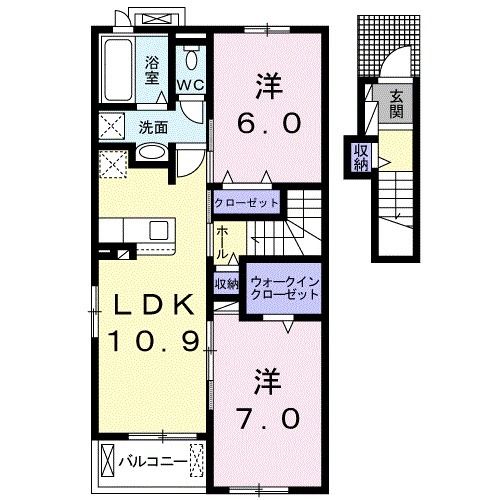 中間市朝霧のアパートの間取り