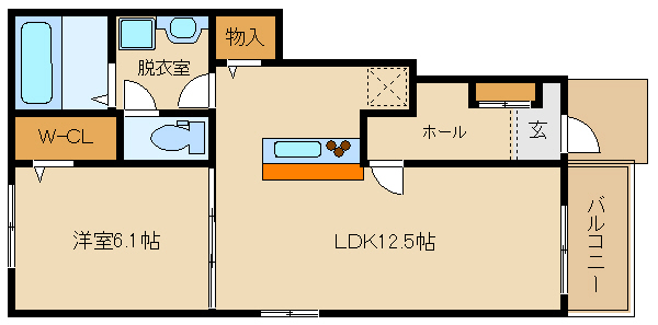 羽曳野市古市のアパートの間取り