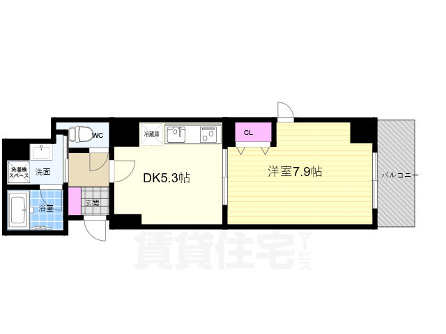 京都市下京区西七条北衣田町のマンションの間取り