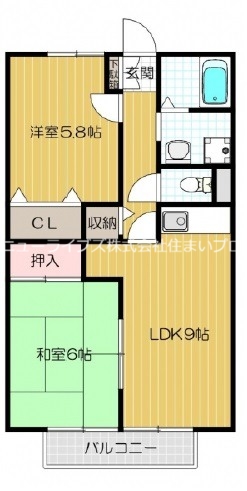 寝屋川市境橋町のアパートの間取り