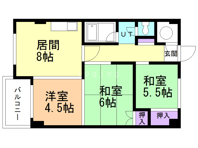 札幌市白石区東札幌二条のマンションの間取り