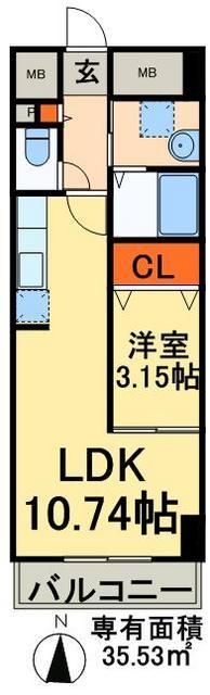 松戸市西馬橋蔵元町のマンションの間取り