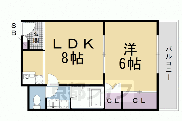 京都市右京区谷口梅津間町のマンションの間取り