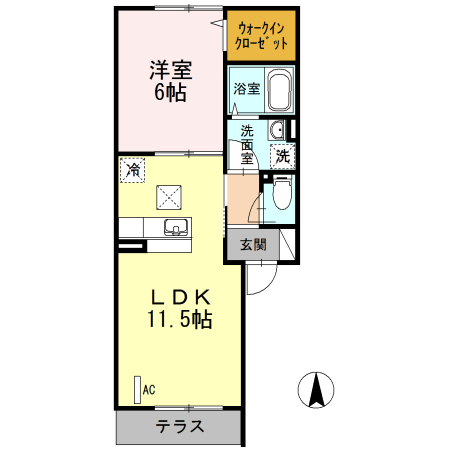 鎌倉市長谷のアパートの間取り