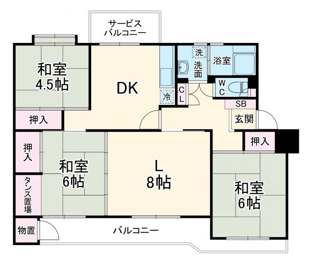 船橋グリーンハイツ１－４ー４号棟の間取り