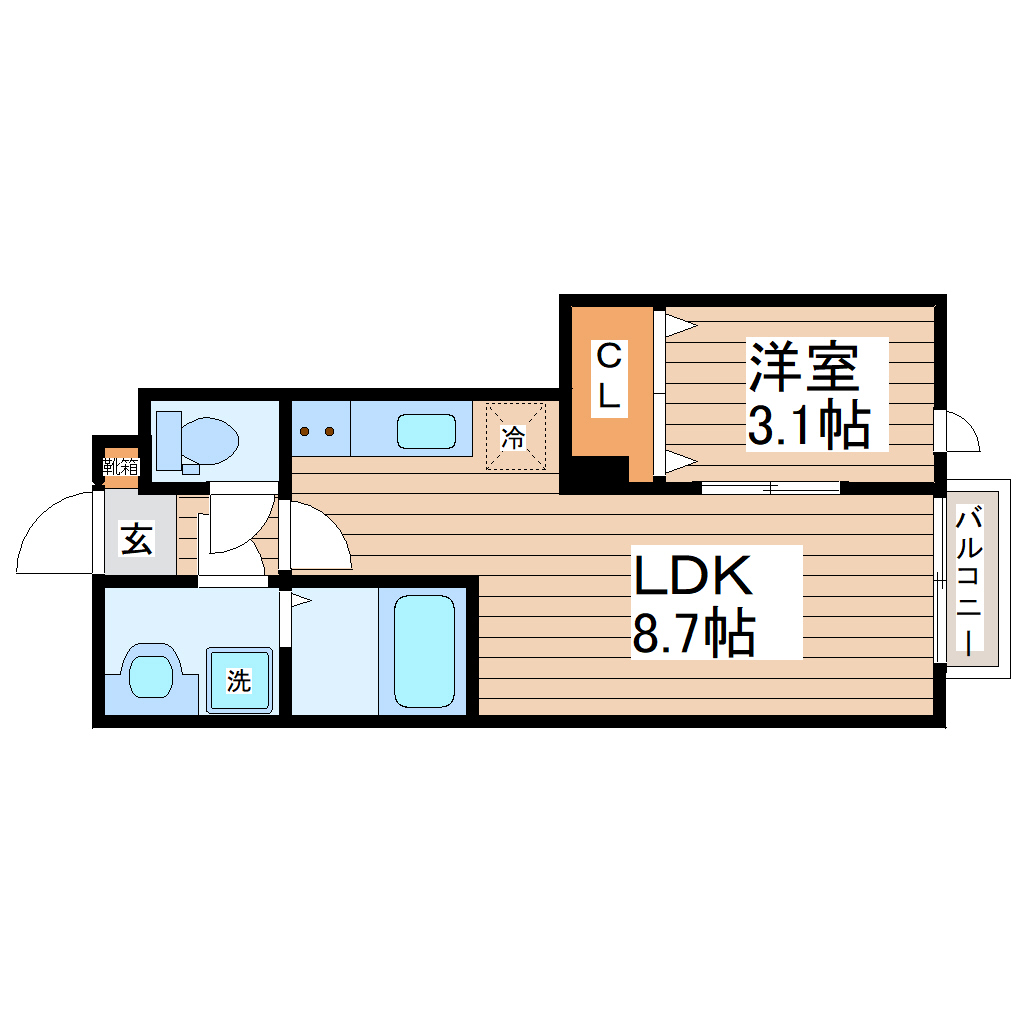 名取市杜せきのしたのアパートの間取り