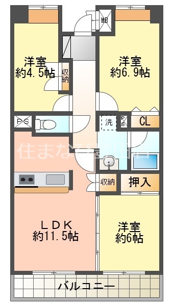 ビレッジハウス京ケ峰タワーの間取り