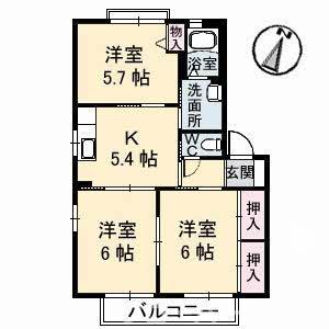 観音寺市昭和町のアパートの間取り