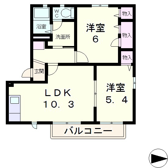 大津市雄琴のアパートの間取り