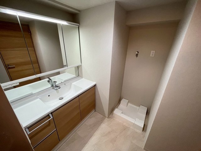 洗面設備　スペースが確保できる洗面所です