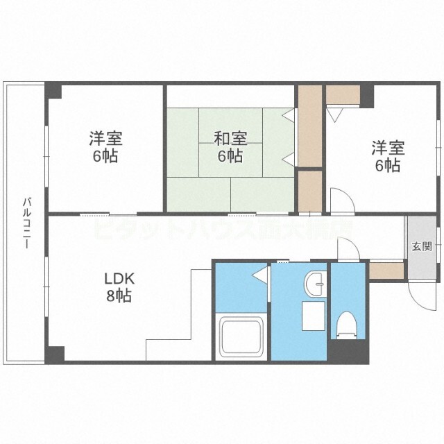地下鉄千日前線 桜川駅 徒歩5分 11階建 築31年の間取り写真