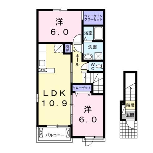 山鹿市下吉田のアパートの間取り