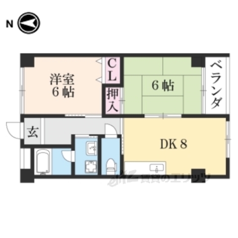 京都市伏見区深草池ノ内町のマンションの間取り