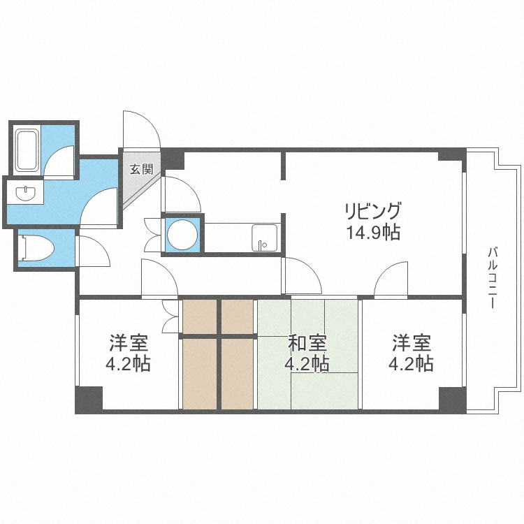 札幌市中央区南十一条西のマンションの間取り