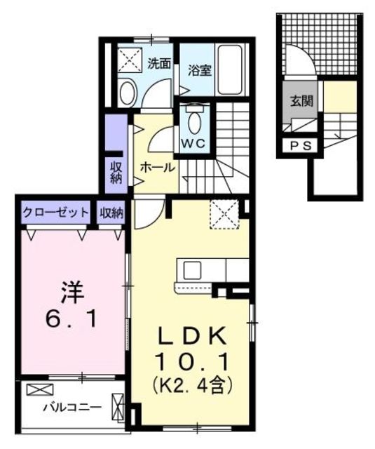 青梅市大門のアパートの間取り