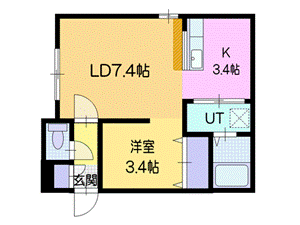 小樽市新光のアパートの間取り