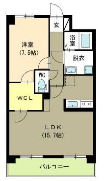 新潟市中央区美咲町のマンションの間取り