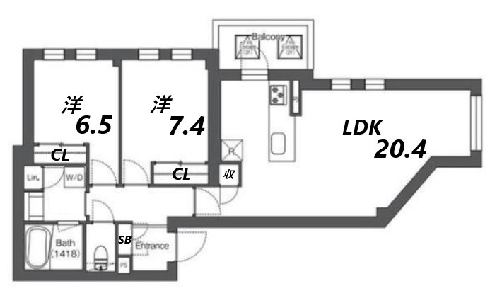 芦屋市東山町のマンションの間取り