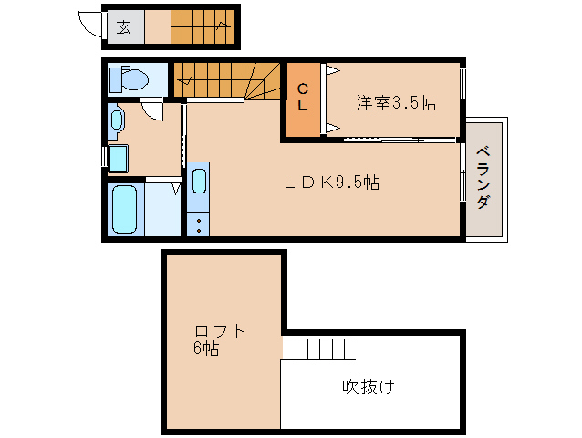 生駒市辻町のアパートの間取り