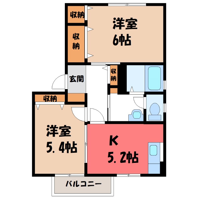 古河市三和のアパートの間取り