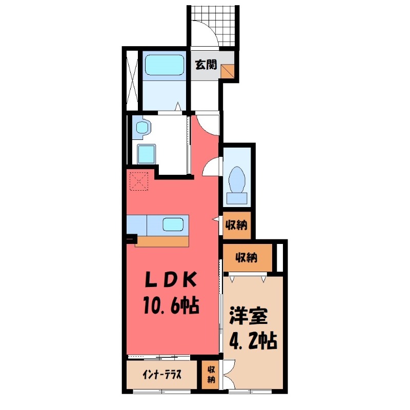 【伊勢崎市茂呂町のアパートの間取り】