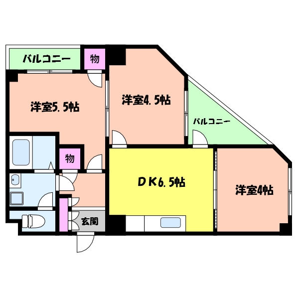 神戸市灘区篠原南町のマンションの間取り