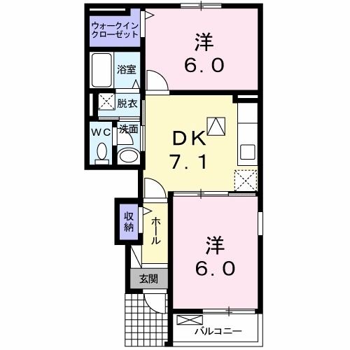 行橋市大字中津熊のアパートの間取り