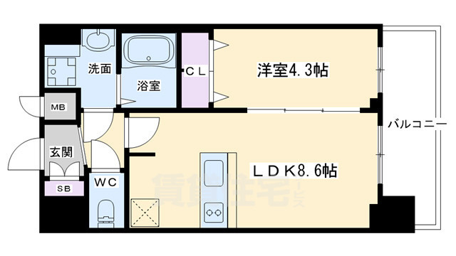 【京都市南区東九条西明田町のマンションの間取り】