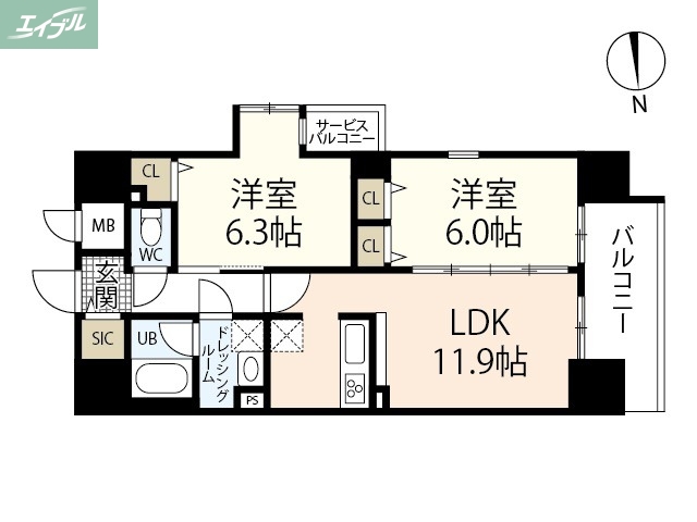 セントラルアヴェニュー田町の間取り