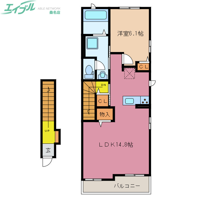 桑名市東正和台のアパートの間取り